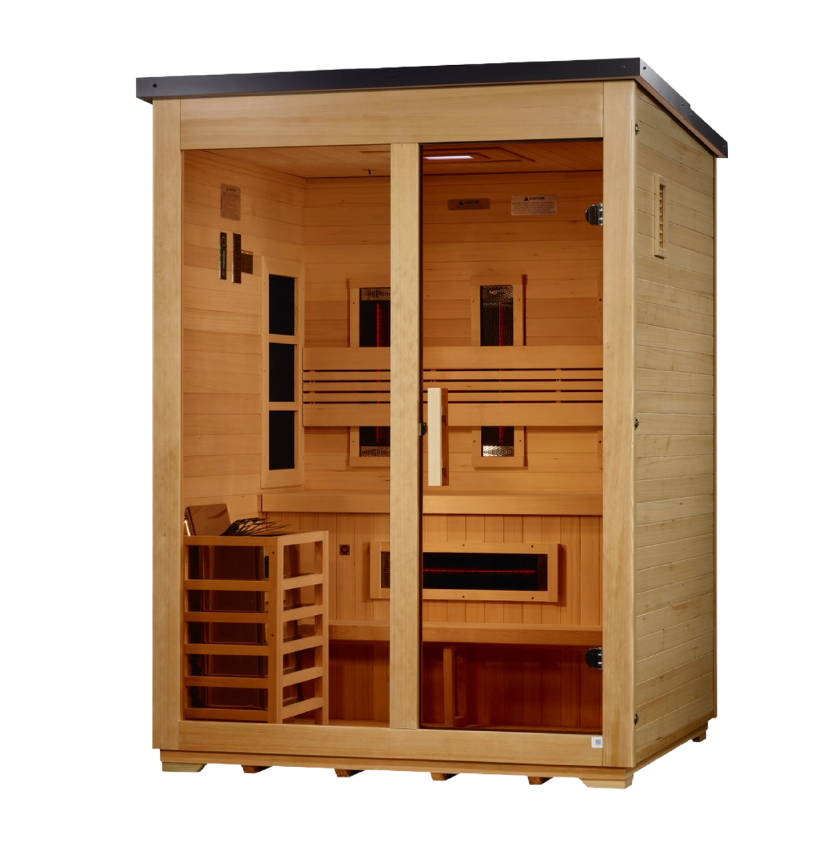 Golden Designs "Carinthia" 3 Person Hybrid (PureTech™ Full Spectrum IR or Traditional Stove) Flat Roof Outdoor Sauna (GDI-8023-01)