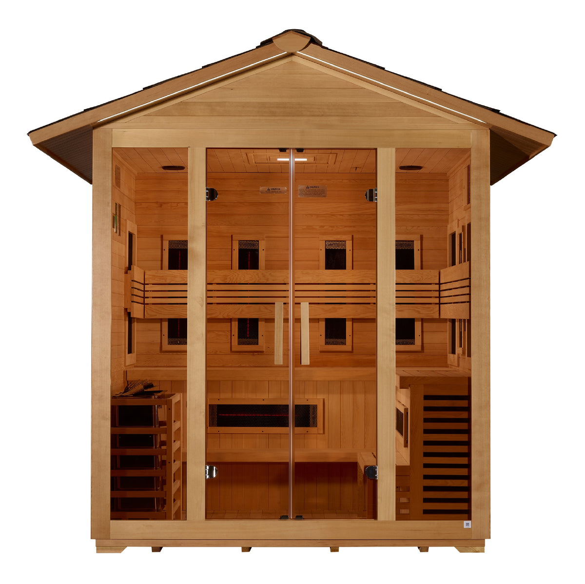 Golden Designs "Gargellen" 5 Person Hybrid (PureTech™ Full Spectrum IR or Traditional Stove) Outdoor Sauna (GDI-8125-01)