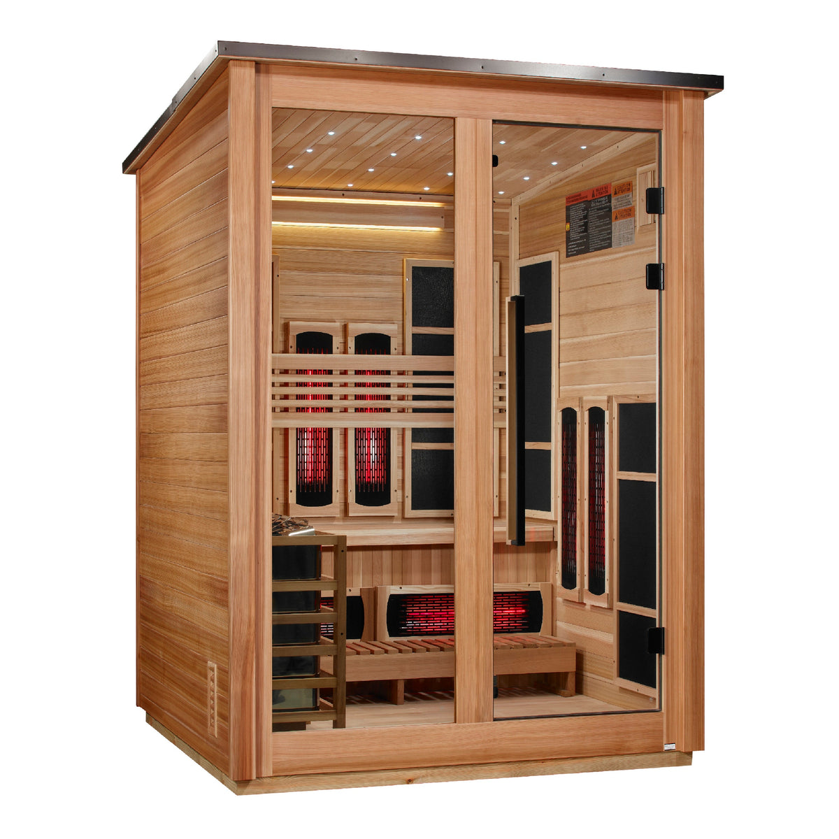 Golden Designs "Loviisa" 3 Person, Pacific Cedar Barn Hybrid (PureTech™ Full Spectrum IR or Traditional Stove) Outdoor Sauna (GDI-8523-02)