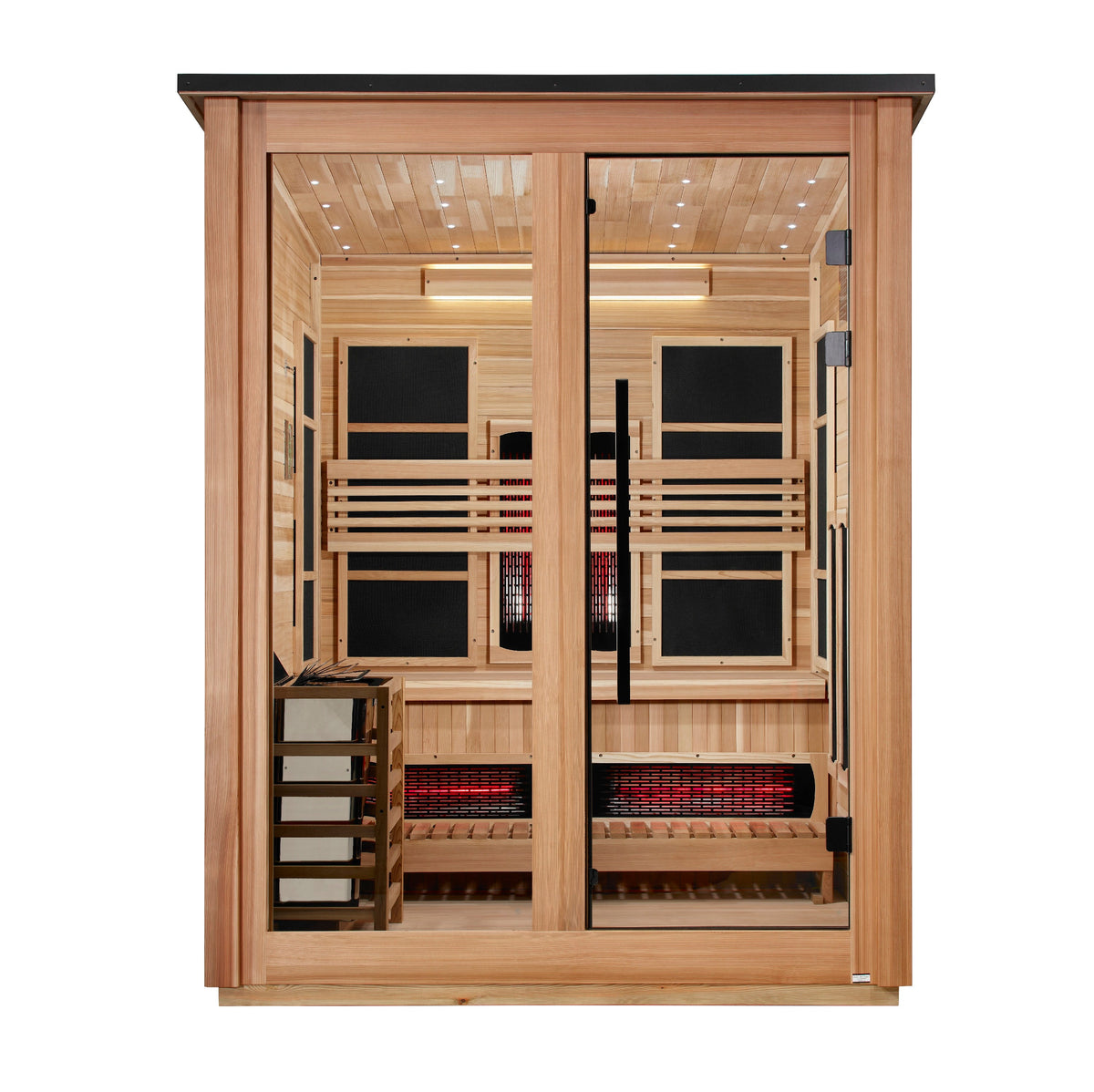 Golden Designs "Loviisa" 3 Person, Pacific Cedar Barn Hybrid (PureTech™ Full Spectrum IR or Traditional Stove) Outdoor Sauna (GDI-8523-02)