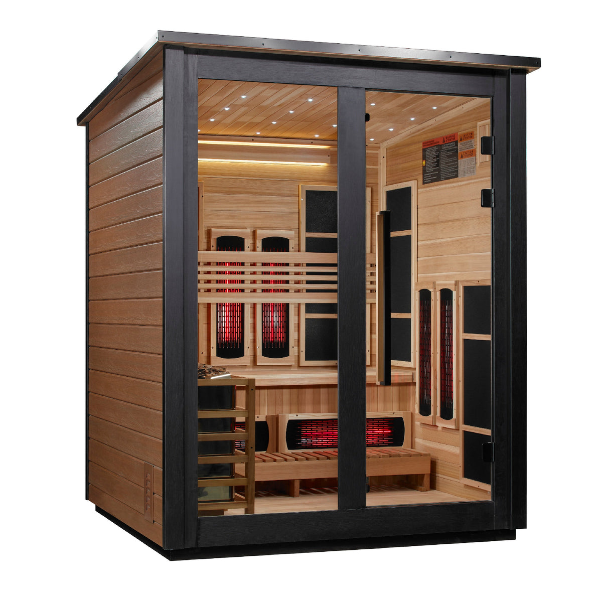 Golden Designs "Loviisa" 3 Person, 2 Tone Barn Hybrid (PureTech™ Full Spectrum IR or Traditional Stove) Outdoor Sauna (GDI-8523-03)