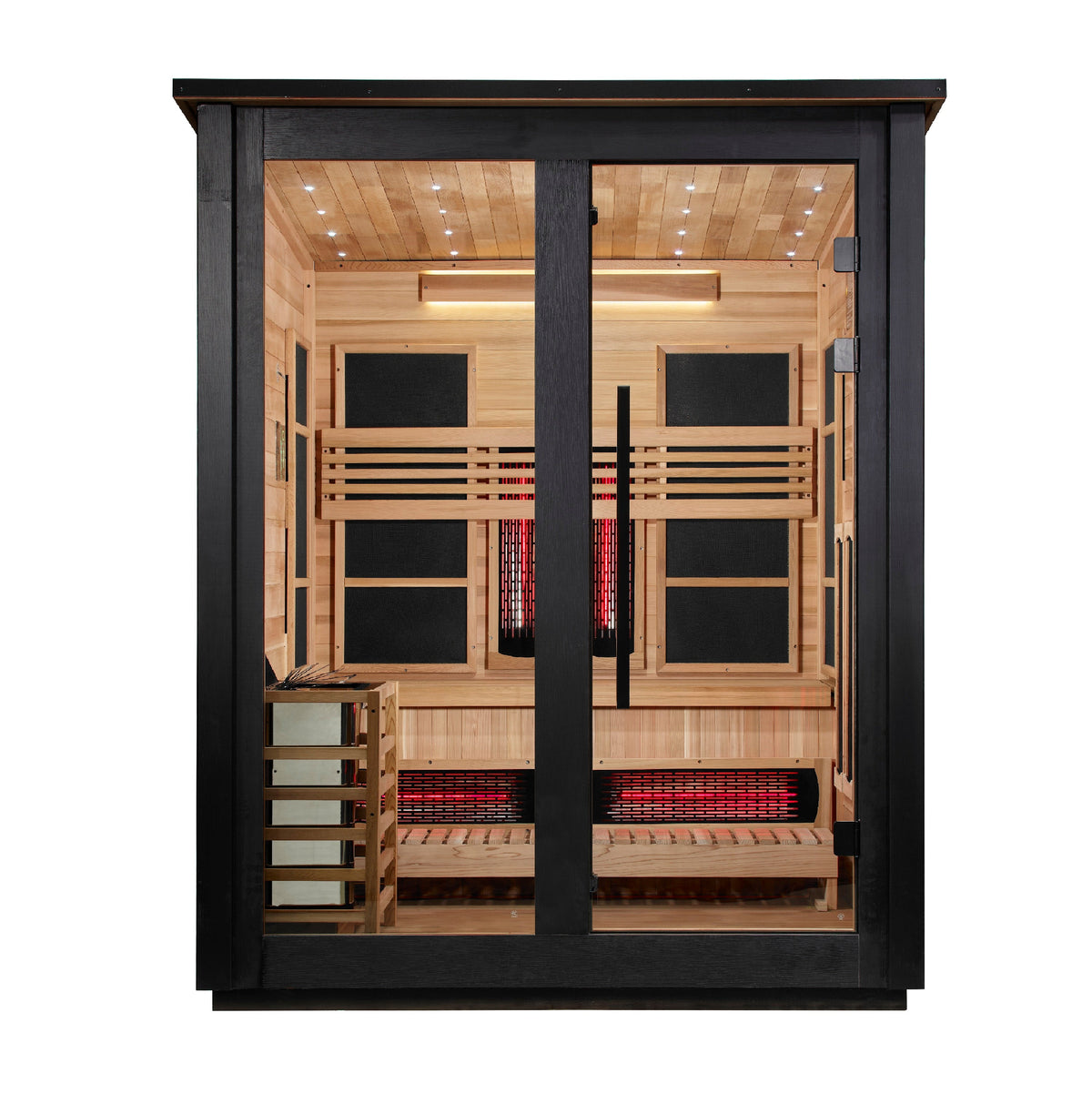 Golden Designs "Loviisa" 3 Person, 2 Tone Barn Hybrid (PureTech™ Full Spectrum IR or Traditional Stove) Outdoor Sauna (GDI-8523-03)