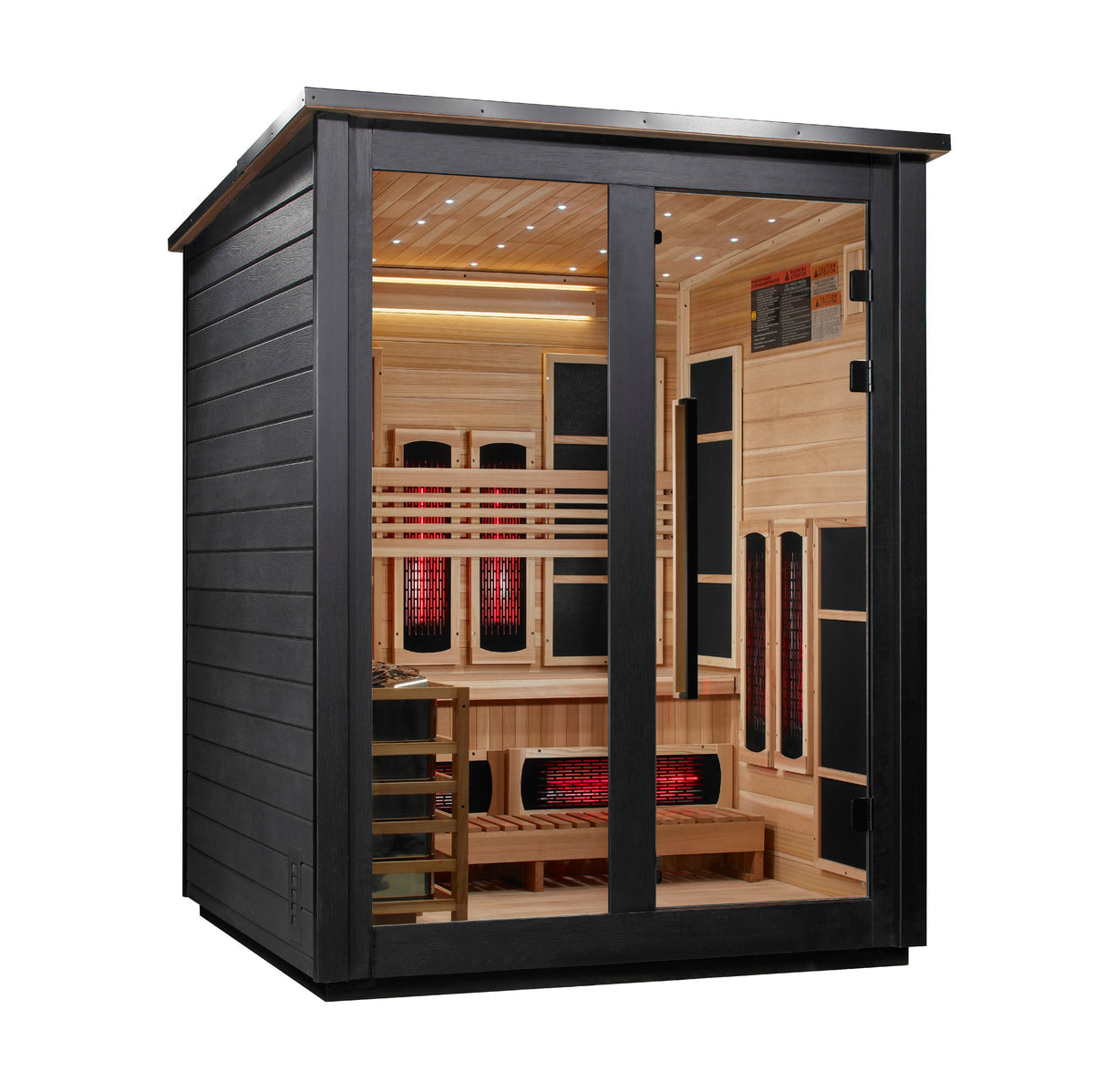 Golden Designs "Loviisa" 3 Person, Black Barn Hybrid (PureTech™ Full Spectrum IR or Traditional Stove) Outdoor Sauna (GDI-8523-04)