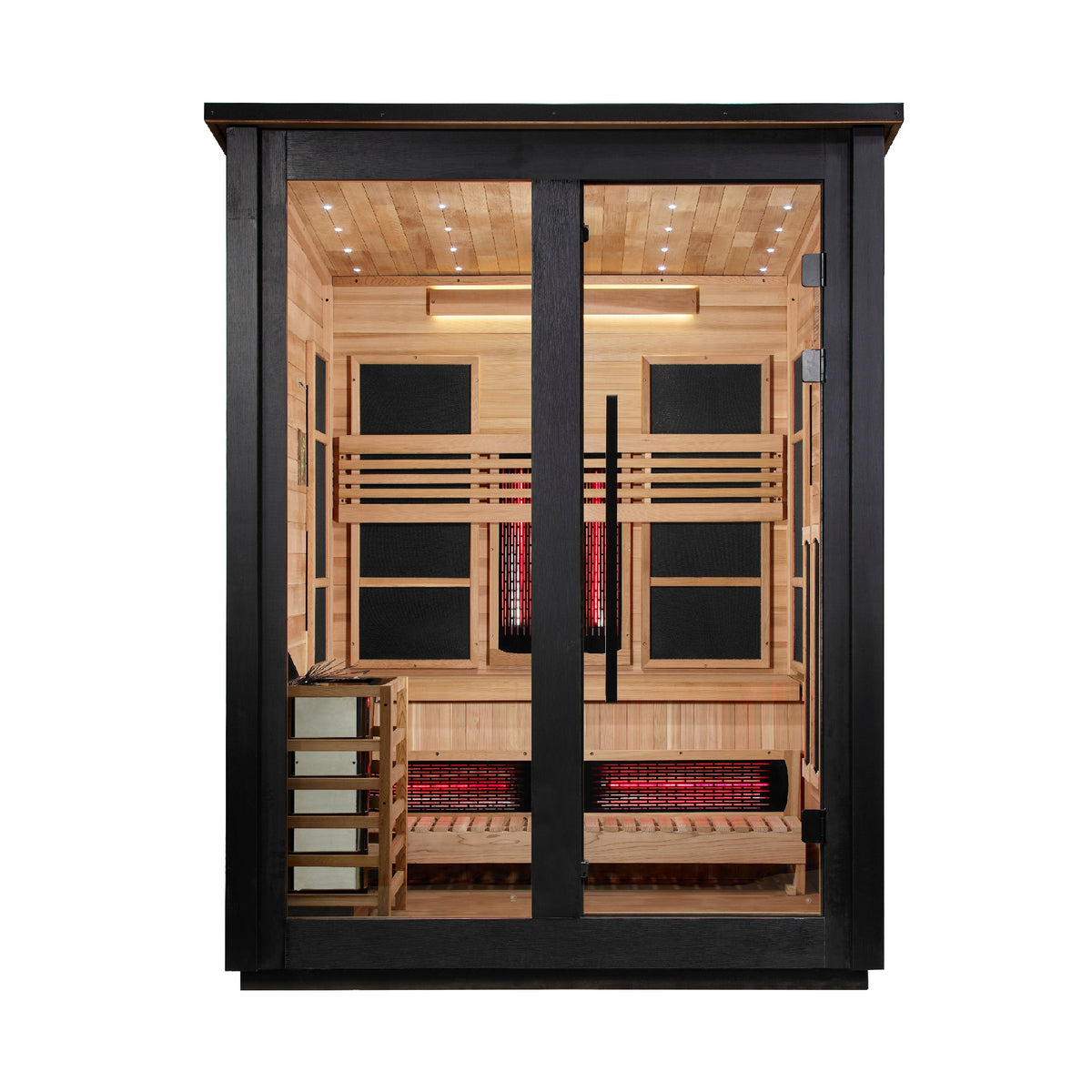 Golden Designs "Loviisa" 3 Person, Black Barn Hybrid (PureTech™ Full Spectrum IR or Traditional Stove) Outdoor Sauna (GDI-8523-04)