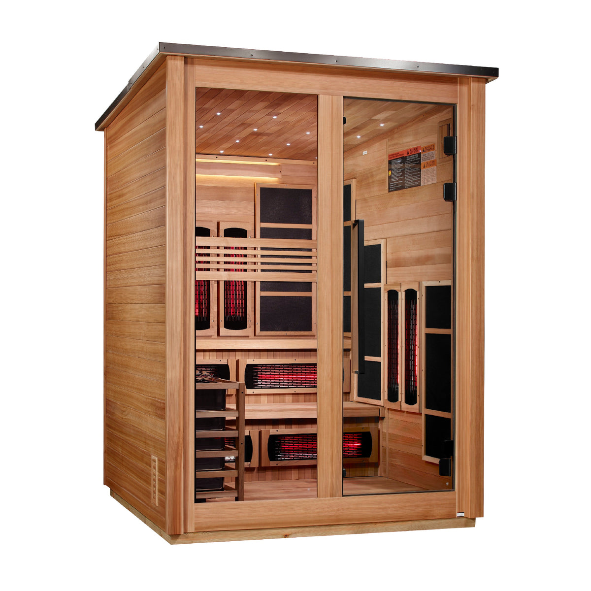 Golden Designs "Kaskinen" 6 Person, Pacific Cedar Barn Hybrid (PureTech™ Full Spectrum IR or Traditional Stove) Outdoor Sauna (GDI-8526-02)
