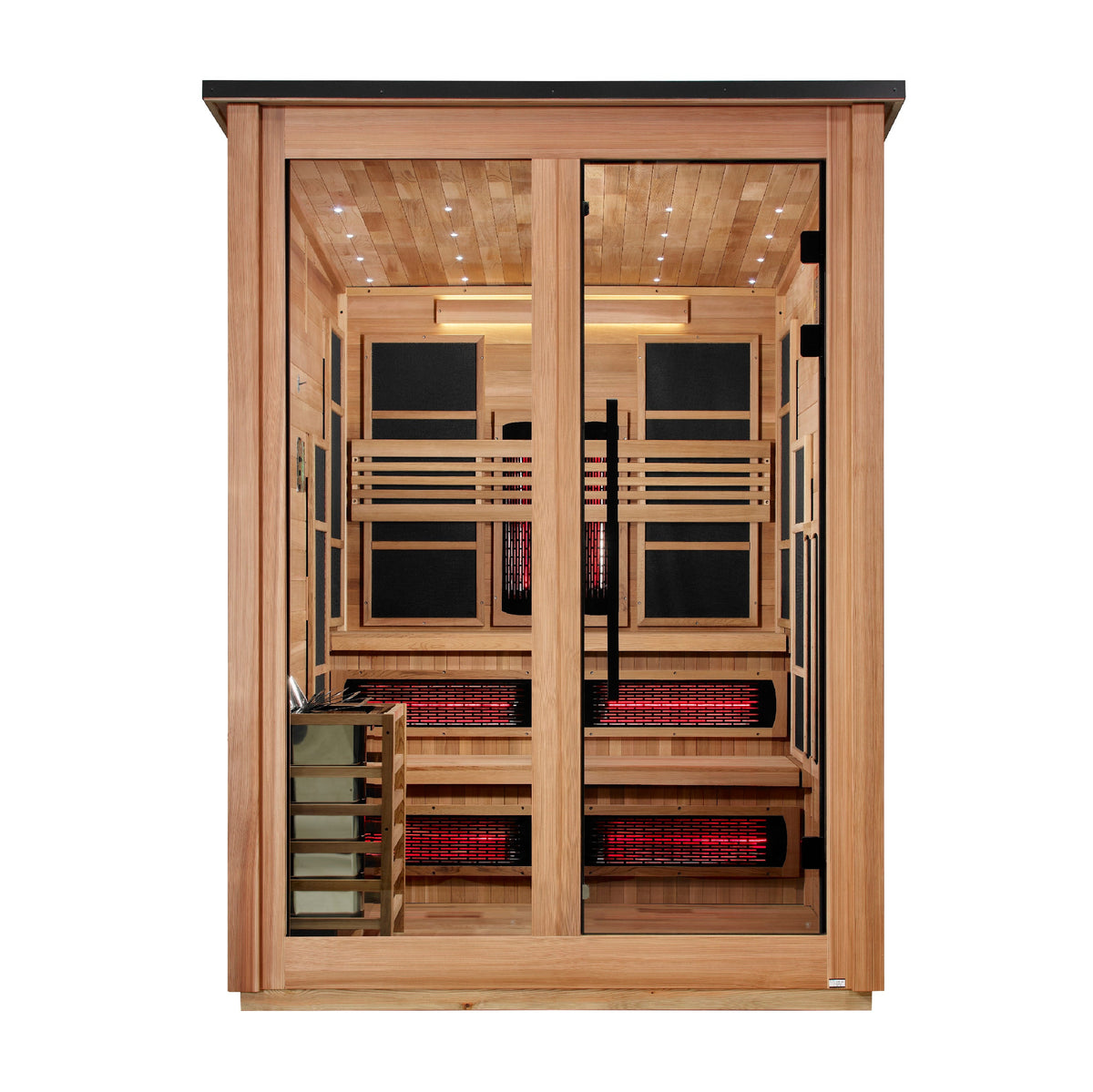 Golden Designs "Kaskinen" 6 Person, Pacific Cedar Barn Hybrid (PureTech™ Full Spectrum IR or Traditional Stove) Outdoor Sauna (GDI-8526-02)