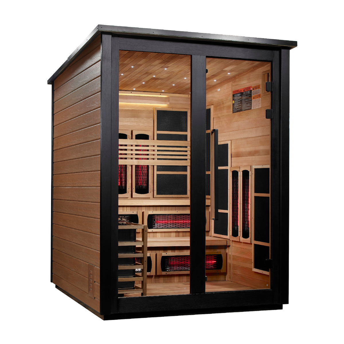 Golden Designs "Kaskinen" 6 Person, 2 Tone Barn Hybrid (PureTech™ Full Spectrum IR or Traditional Stove) Outdoor Sauna (GDI-8526-03)