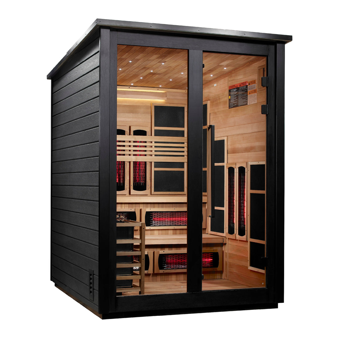 Golden Designs "Kaskinen" 6 Person, Black Barn Hybrid (PureTech™ Full Spectrum IR or Traditional Stove) Outdoor Sauna (GDI-8526-04)