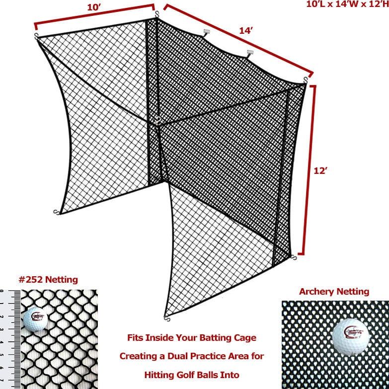 Cimarron Sports 10x14x12 Batting Cage Golf Net Insert CM-1042GNIA